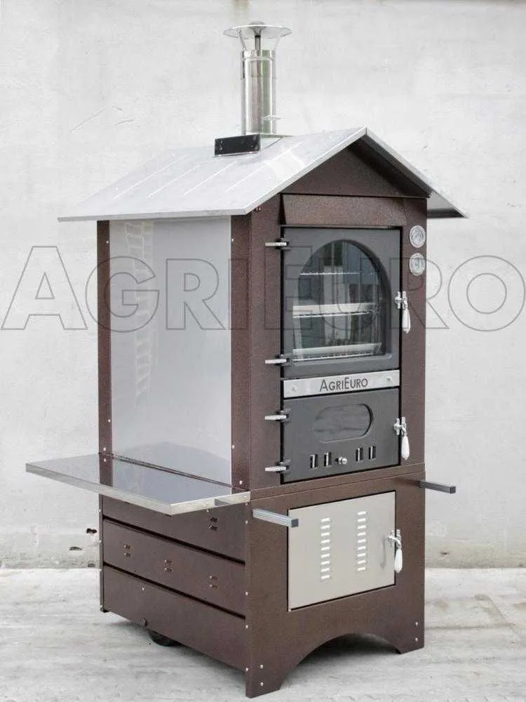 AgriEuro Magnus 80 Deluxe EXT - Four à bois en acier d'extérieur - Cuivre émaillé - Inox