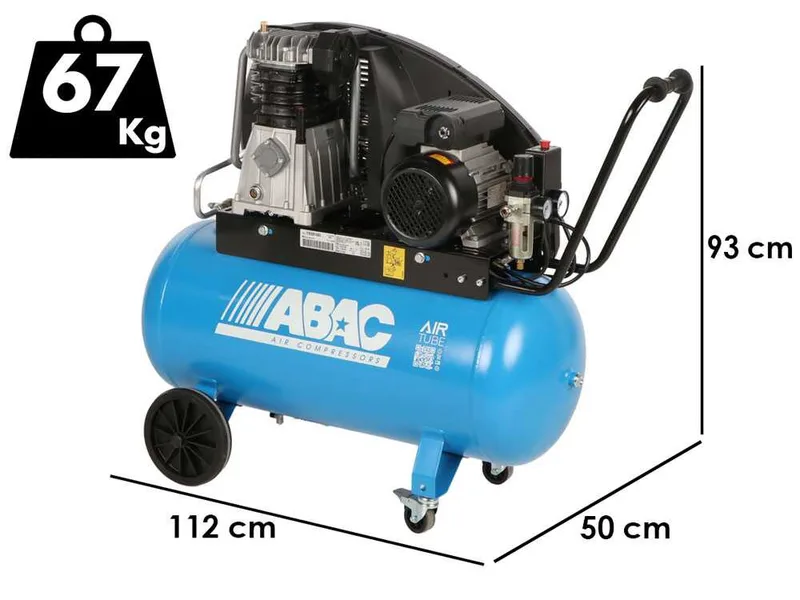 ABAC EXP A49B 90 CM3 - Compresseur d'air électrique monophasé à courroie - Moteur 3 CV – 90 L