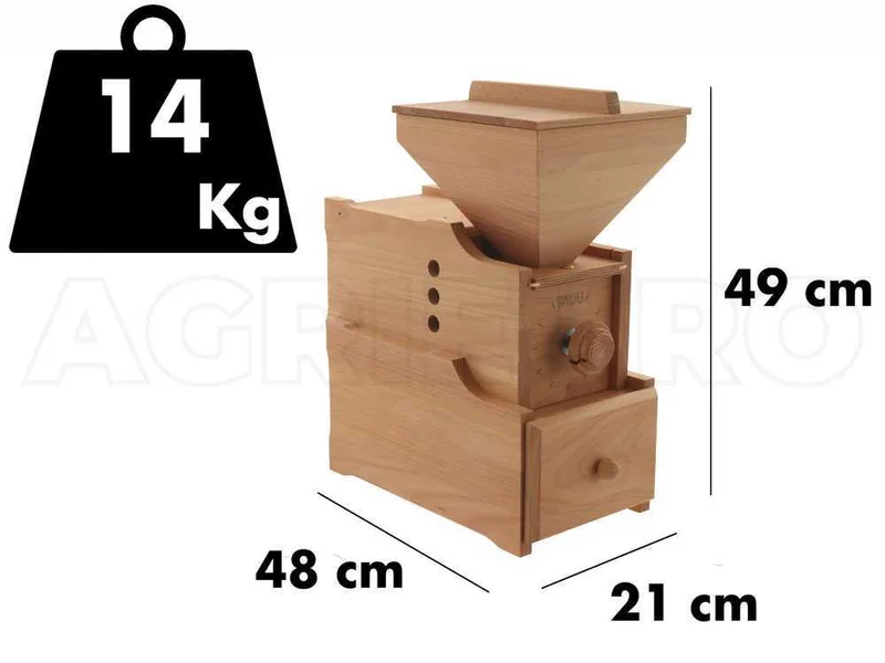 WIDU Universalmühle Mod. 3 - Moulin à farine en hêtre avec meules en pierre - 600W