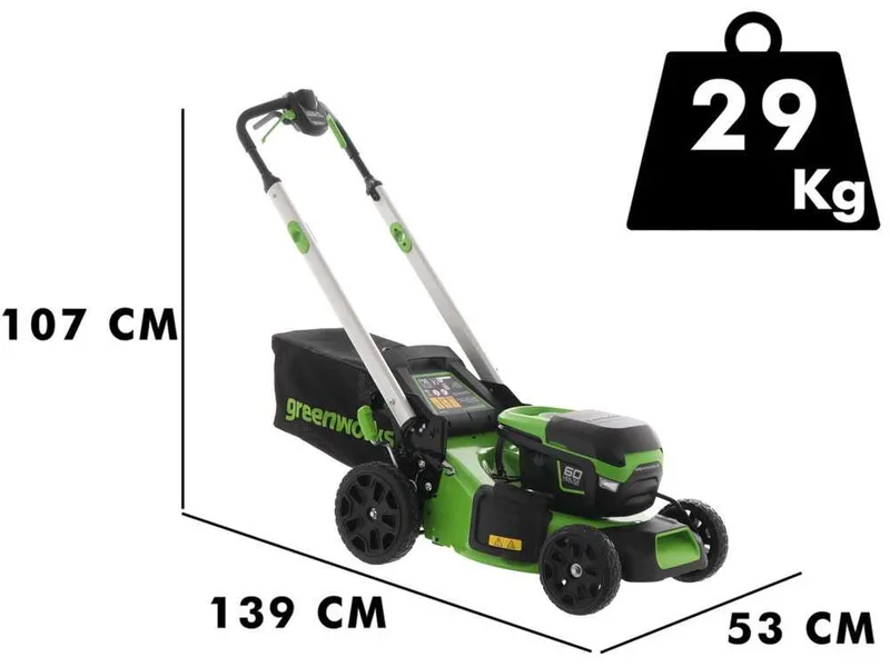 Greenworks GD60LM46SP - Tondeuse à gazon autotractée à batterie 60V 2Ah - Largeur de coupe 46 cm