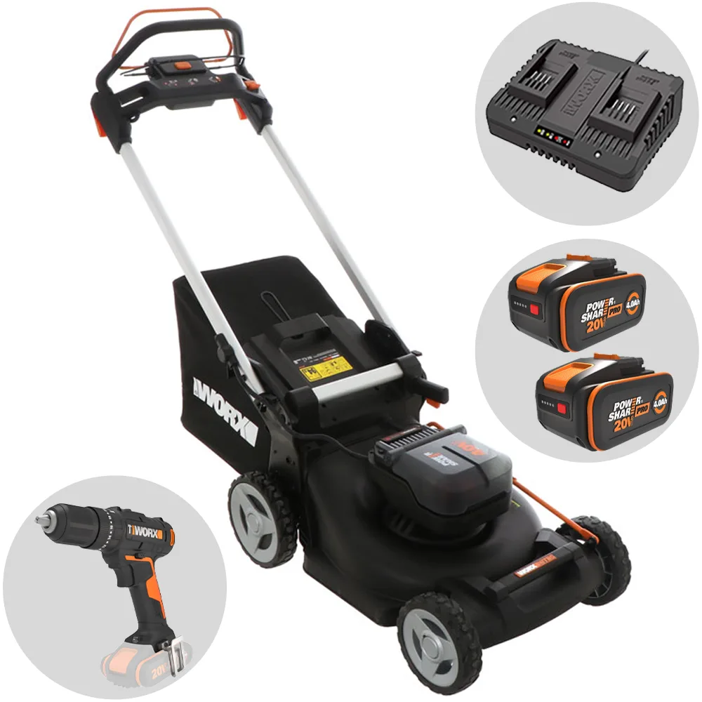 Tondeuse tractée à batterie worx nitro WG749E - 40V / 4Ah - coupe de 46 cm