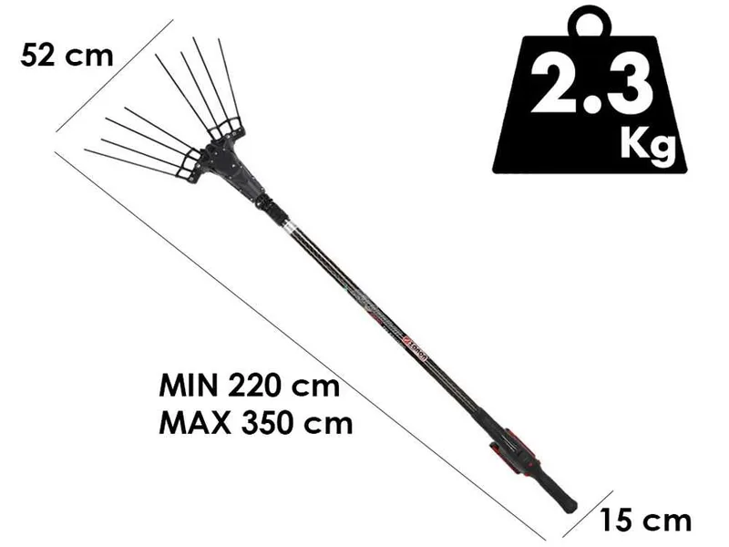 Zanon Karbonium X PRO AL-300 - Peigne vibreur électrique à batterie 2x 18V 10Ah - Perche télescopique 220/350 cm