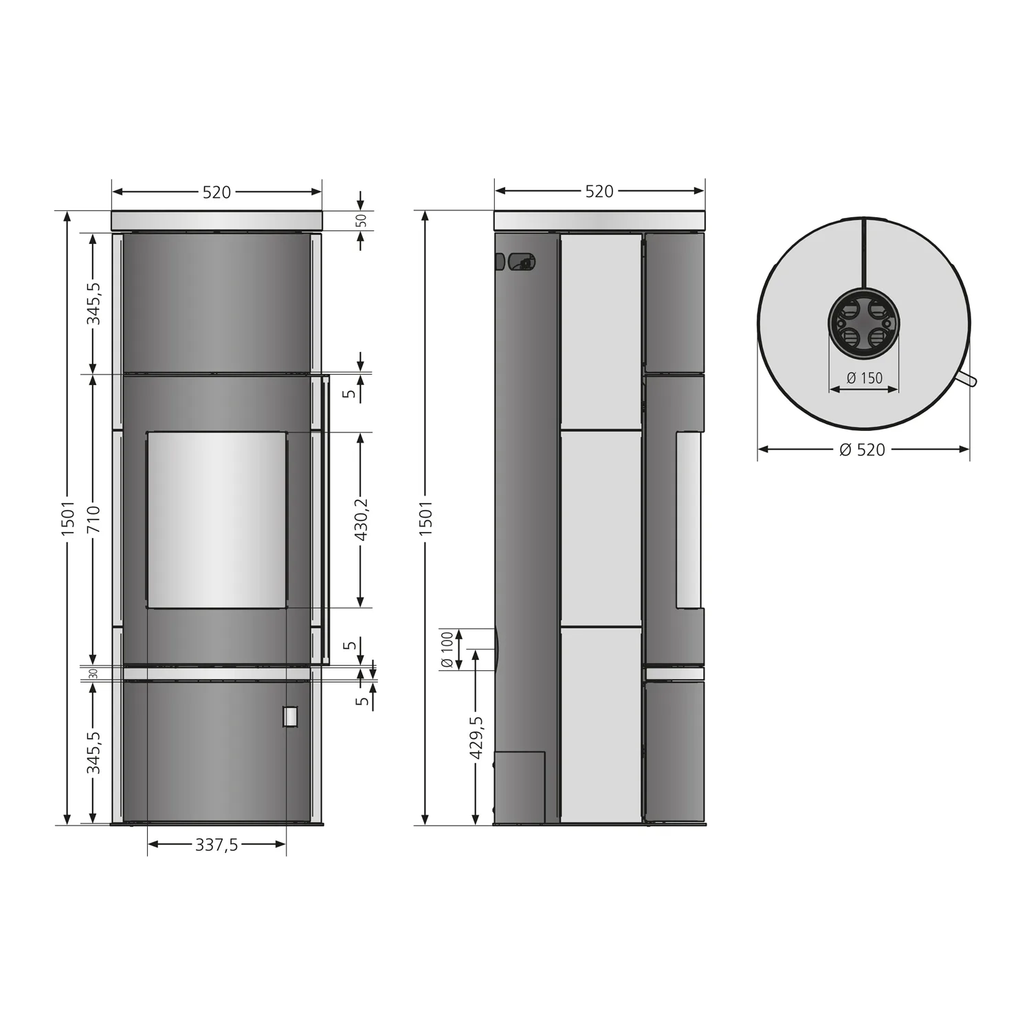 Justus Faro Aqua 2.0 Poêle à bois avec circulation d'eau Acier Noir
