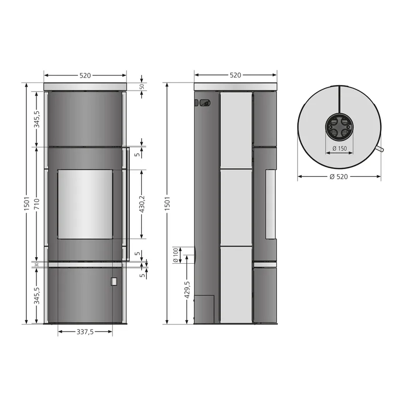 Justus Faro Aqua 2.0 Poêle à bois avec circulation d'eau Acier Noir