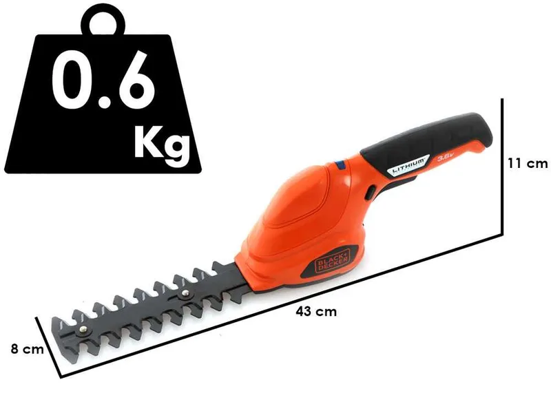 Black & Decker GSL300-QW - Cisaille à arbustes sans fil 3,6 V 1,1 Ah