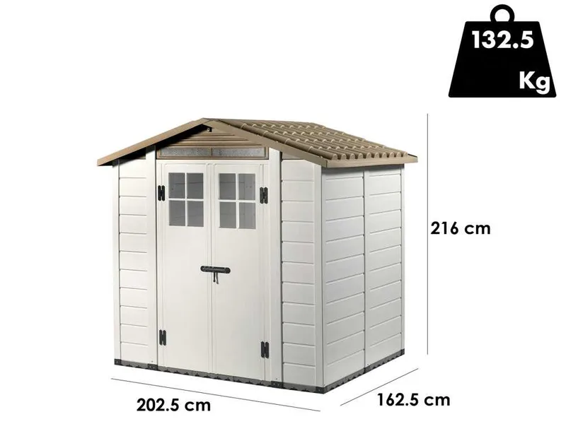 Garofalo Tuscany Evo 200 - Abri de jardin - Avec fenêtres et porte à double battant - 202,5 x 162,5 x 216 cm