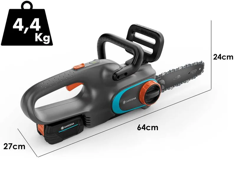 Gardena PowerSaw 250/18V - Tronçonneuse à batterie 18 V 4 Ah - Guide de 25 cm