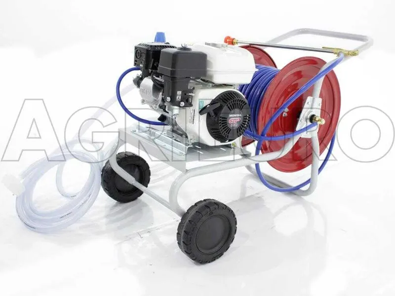 Groupe motopompe de pulvérisation Comet MC 25 moteur à essence Honda GP 160 et chariot