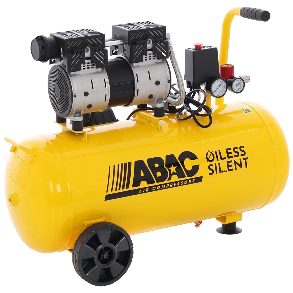 ABAC Montecarlo Xt Sil 10 Yellow - Compresseur d'air électrique monophasé insonorisé - Oil-less - Moteur 1 CV - 50 l