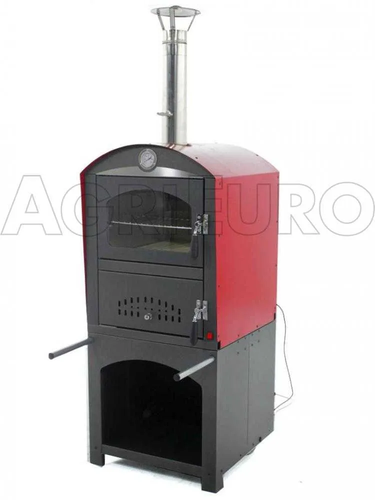 AgriEuro Minimus 50 Mini EXT - Four à pizza à bois en acier d'extérieur - Toit rouge