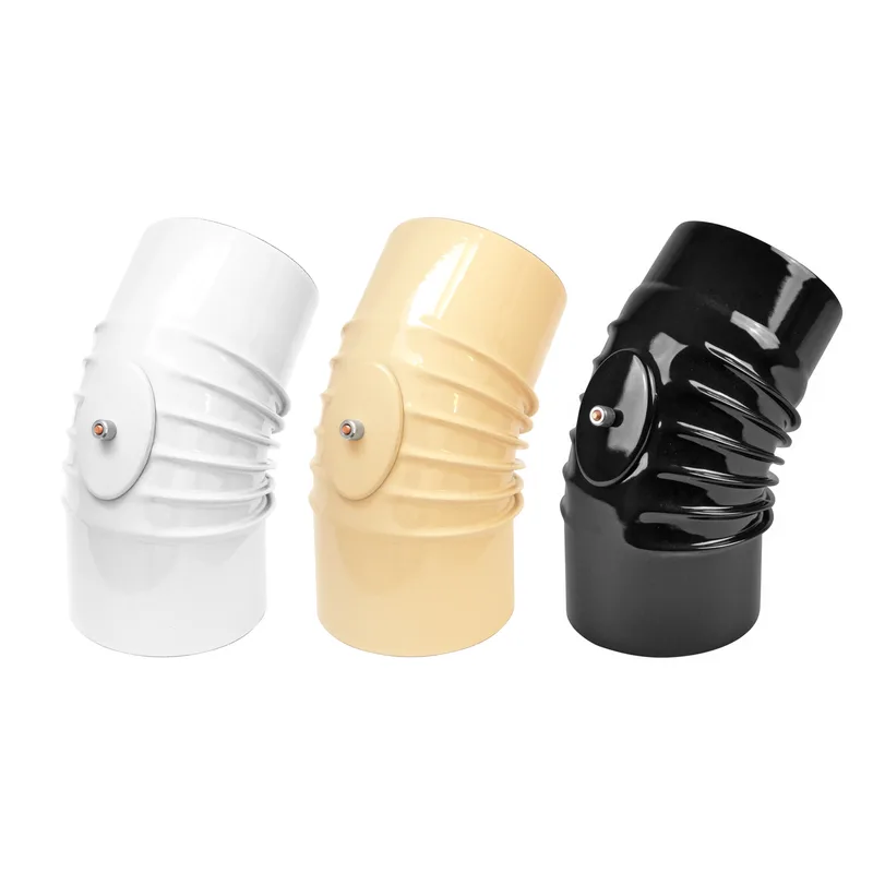 Coude de conduit de fumée / Coude de tuyau de poêle émaillé 120 mm - Coude à 45° nervuré blanc avec ouverture de nettoyage