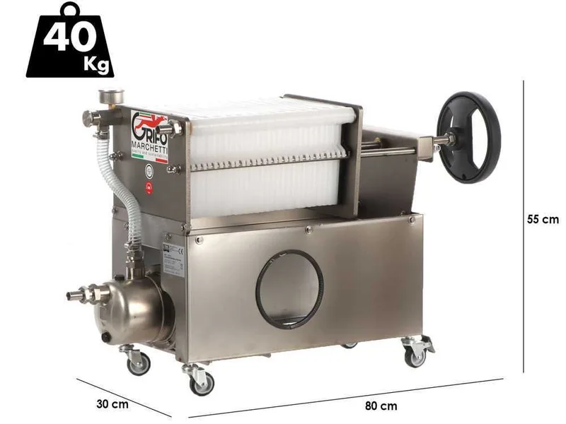 Grifo Professional Inox 30 - Filtre pour vin à plaques - Pompe œnologique pour filtrer le vin