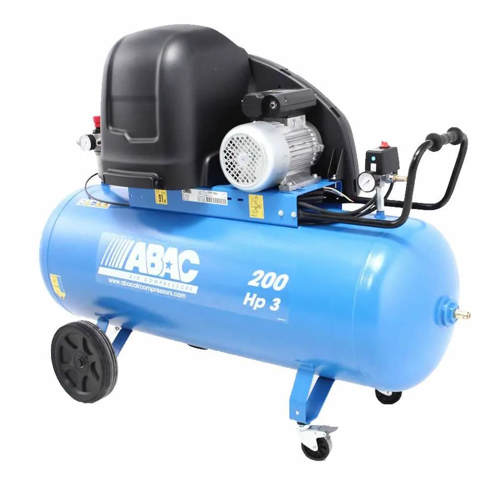 Abac silent A39B 200 CM3 - Compresseur d'air électrique monophasé par courroie silencieux - Moteur 3 CV - 200 L