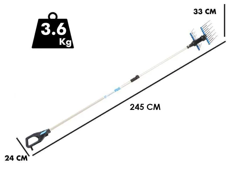 Campagnola Alice STAR 58 PLUS - Peigne vibreur électrique à batterie dorsale - Perche télescopique en aluminium de 245 à 330 cm