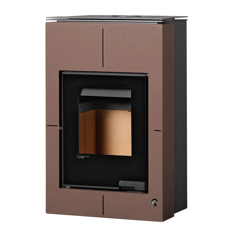 Aquaflam Vario Saporo 11 kW Poêle à bois hydraulique Basic marron Ensemble complet avec ballon tampon TPSM 500