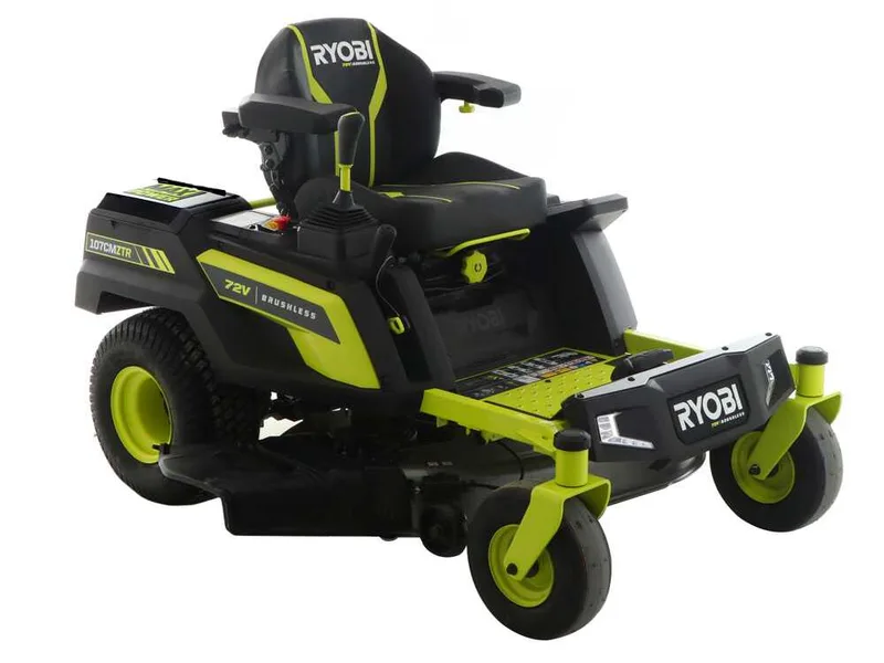 Ryobi ZTRX107 - Tracteur tondeuse sur batterie rayon de braquage zéro - 72V/20Ah - coupe de 107cm - 2en1