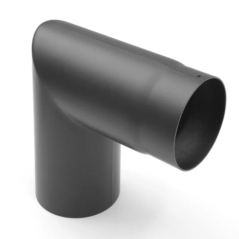 Raik Basic coude de tuyau de fumée 130mm gris fonte 90° – 2 pièces, sans porte pour tuyau de fumée / conduit de fumée