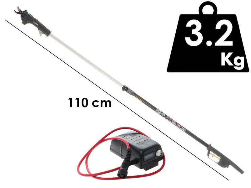Zanon TIGER SL 38 - Sécateur électrique de taille sur perche fixe - 50.4V 3.2Ah - 100 cm - Diamètre de coupe 38 mm