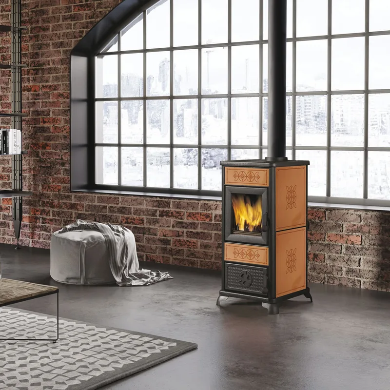 EK63 Decor Evo Poêle à bois céramique cuir