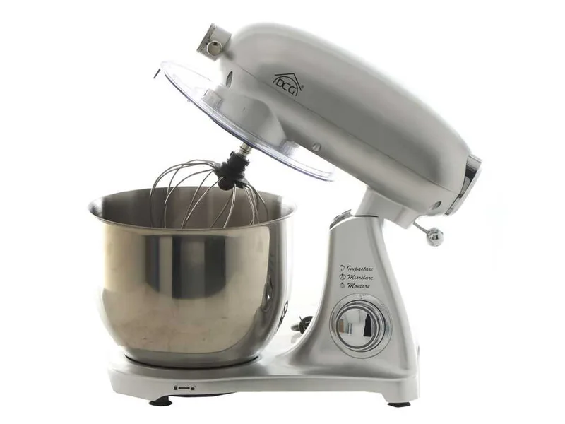 DCG KM1510S 7l - Batteur mélangeur planétaire - Avec cuve en acier de 7 litres - Multifonctions à enclenchement rapide