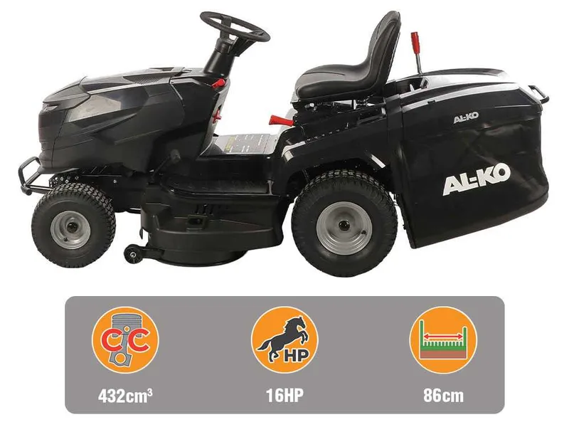 AL-KO Comfort 14-86.6 HD-A - Tracteur tondeuse - Transmission hydrostatique - Bac de ramassage