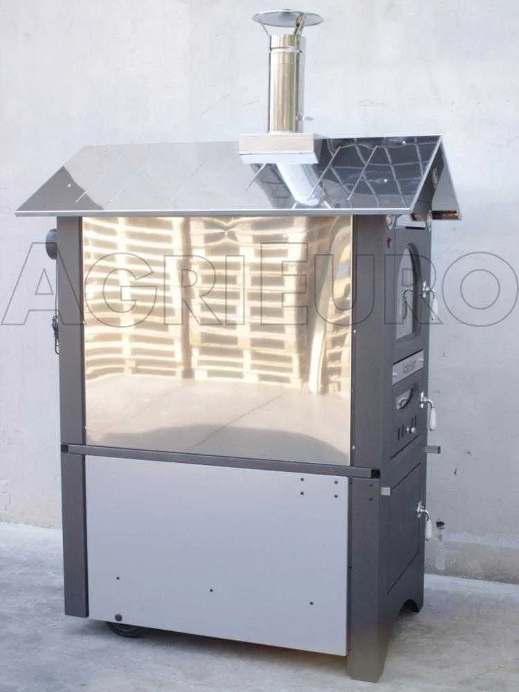 AgriEuro Medius Plus 100 EXT - Four à bois en acier d'extérieur - ventilé, toit inox