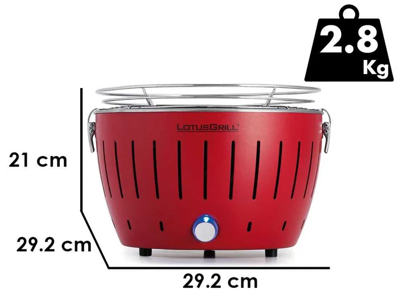 LotusGrill LG G28 U RD - Barbecue portable pour l'extérieur Mini - Coque rouge