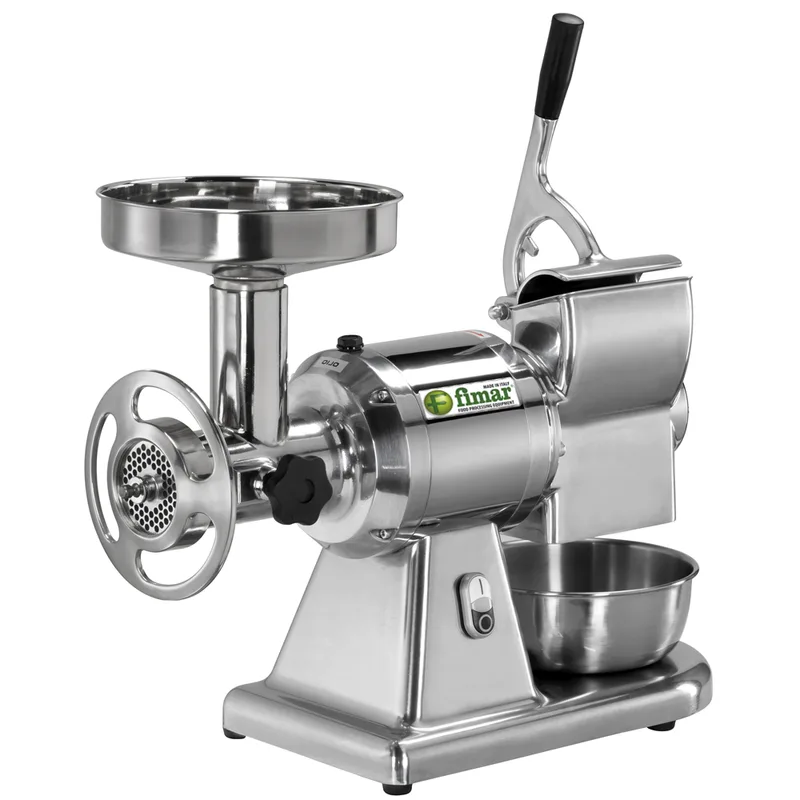 Fimar TC22T - Hachoir à viande électrique avec râpe intégrée - 230 V - 1.5 CV - Groupe de hachage INOX - Sans inverseur de marche