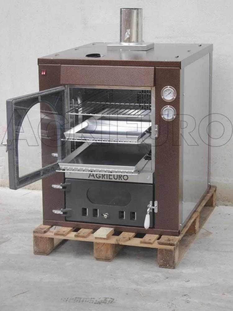 AgriEuro Medius 80 Deluxe INC - Four à bois en acier encastrable - Émaillage cuivré - Inox