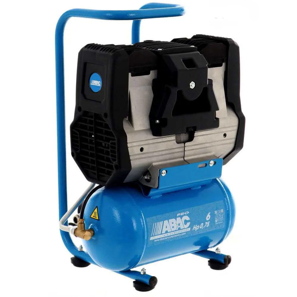 Abac start silent OS7P - Compresseur d'air électrique monophasé silencieux, sans huile - Moteur 0,75 CV - 6 L