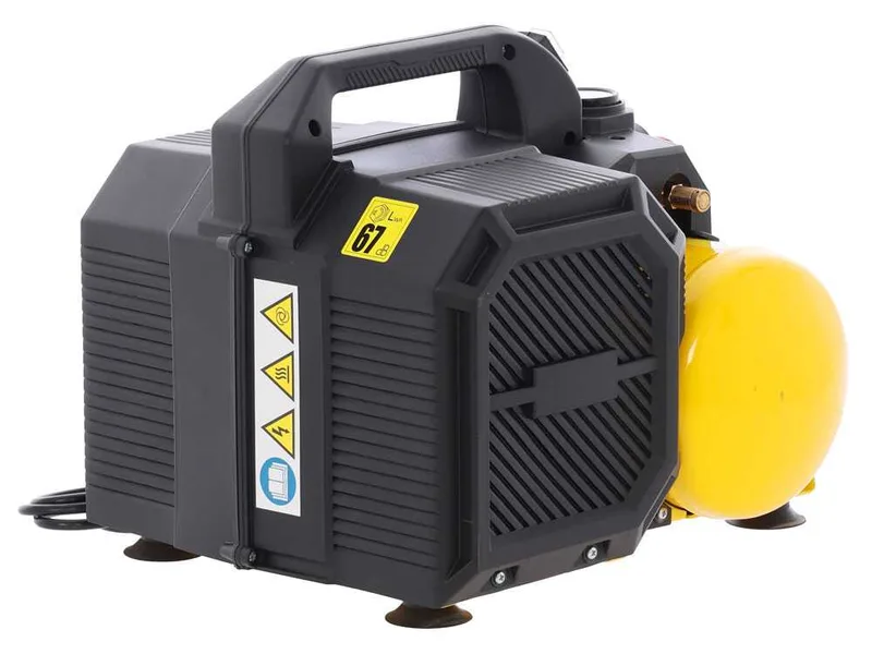 ABAC Start Xt Sil 07 Yellow - Compresseur d'air électrique portable monophasé silencieux, oil-less - Moteur 0,75 CV - 6 L