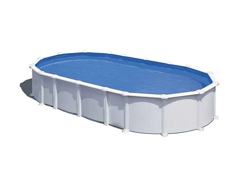 Gre Haiti Ovale 800 x 470 x 132 cm - Piscine hors-sol en acier - Traverses enterrées