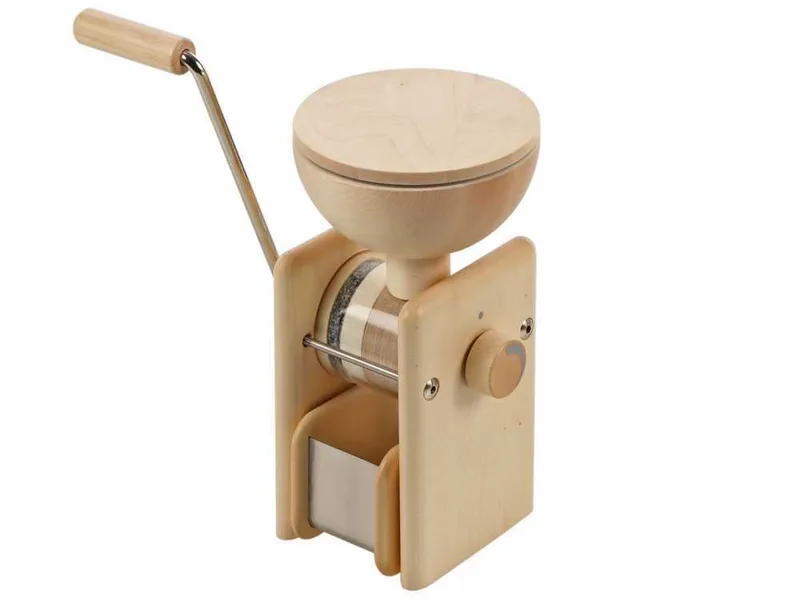 Komo hand mill - Moulin à farine manuel en érable massif avec meules en pierre