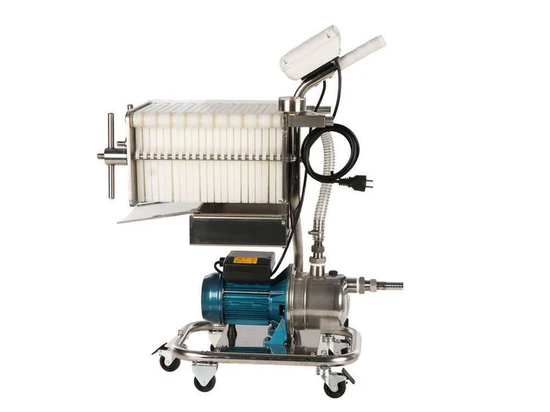 Tellarini CrystalPro Plus 20 - Filtre à plaques pour vin sur chariot - Pompe INOX
