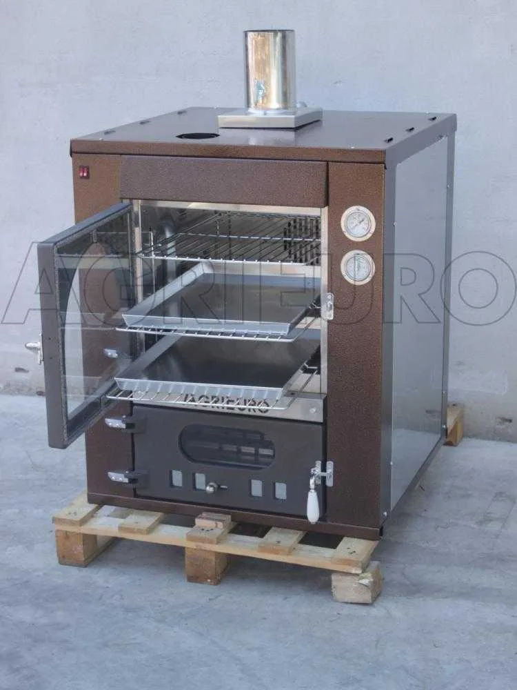 AgriEuro Medius 60 Deluxe INC - Four à bois en acier encastrable - Cuivre émaillé - Inox