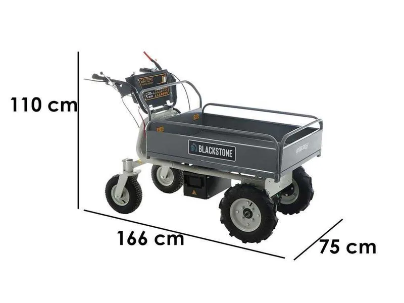 Brouette électrique à batterie BlackStone BS-CAR 500 E-F - Batterie de 48V/25Ah