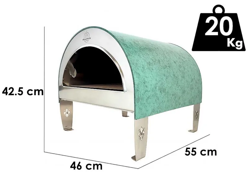 Pizza Party Ardore Acquamarina - Four à pizza à gaz d'extérieur - Chambre de cuisson 40 x 40 cm - Sole en briques réfractaires