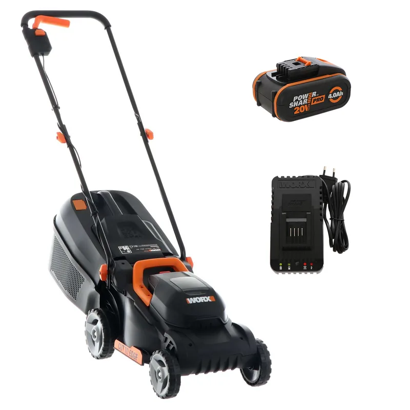 Worx WG730E - Tondeuse à gazon à batterie - 20V/4Ah - Coupe 30 cm