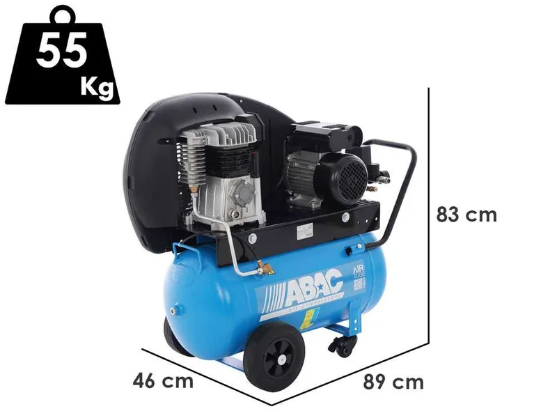 ABAC A29B 50 CM2 - Compresseur d'air électrique monophasé par courroie - Moteur 2 CV – 50 L