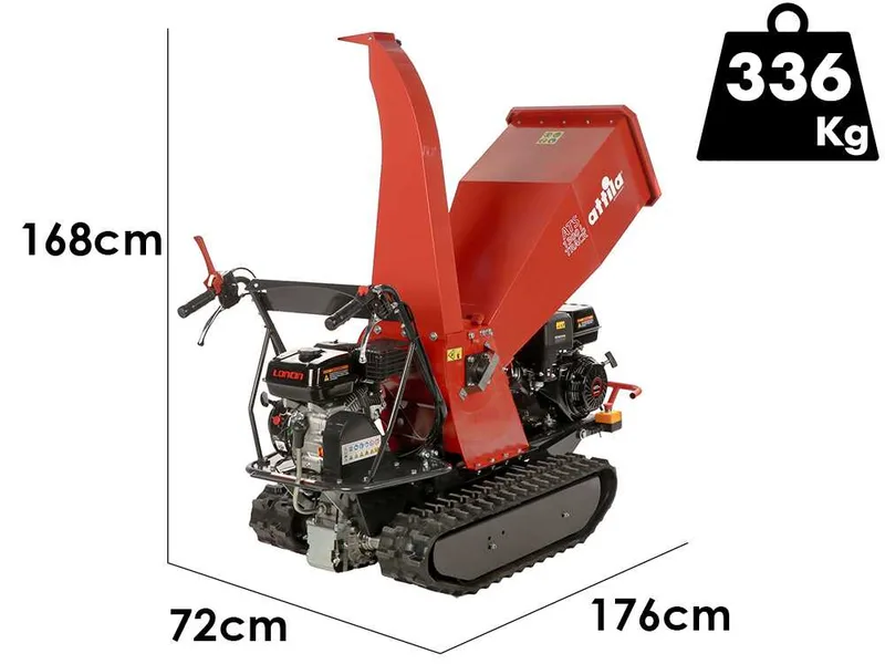 Attila ATS 1300 L TRACK - Broyeur de végétaux tracté sur chenilles avec châssis de brouette motorisée - Moteur Loncin 420 cm³