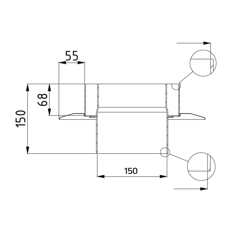 Raik Lifestyle DUO pièce de raccordement de conduit de cheminée 150mm noir avec rosette pour tuyau de fumée / conduit de fumée