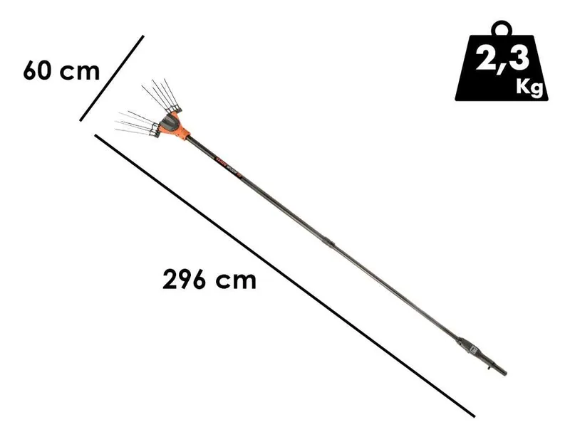 Bahco BCL52TP 36V - Peigne vibreur électrique à batterie - Perche télescopique en carbone - 216 - 296 cm