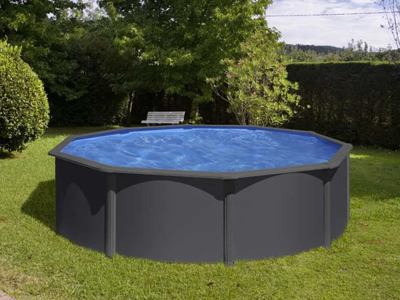 Gre Anthracite Ronde Ø460 x 120 cm - Piscine hors-sol en acier
