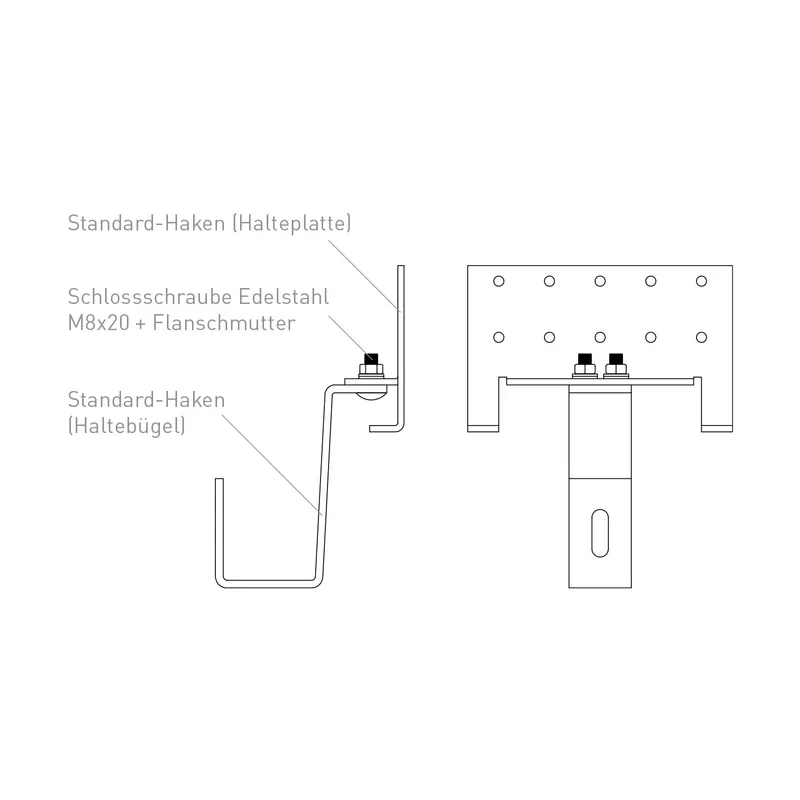 Sunex Standard Kit de montage pour toit incliné 25-60 degrés pour 1 collecteur solaire AMP 2.0