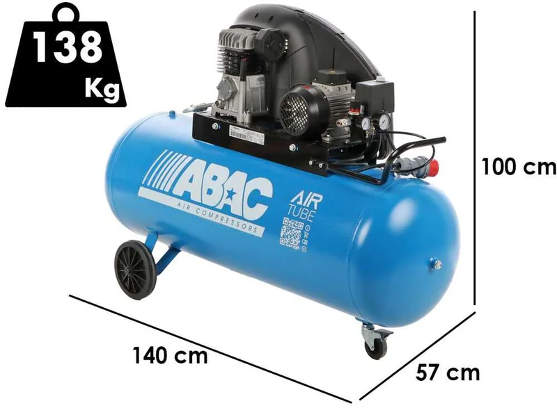 ABAC EXT A29B 200 CT3 - Compresseur d'air électrique triphasé à courroie - Moteur 3 CV - 200 L