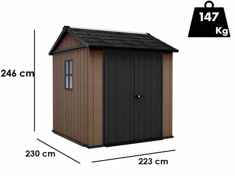 Keter Newton plus 757/775 - Abri de jardin - Avec fenêtres - 230 x 223,8 x 246 cm