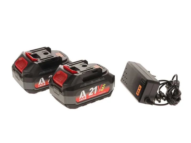Lisam A1912 - Kit d’alimentation pour outils électriques - 2 batteries 21 V 5 Ah - Chargeur
