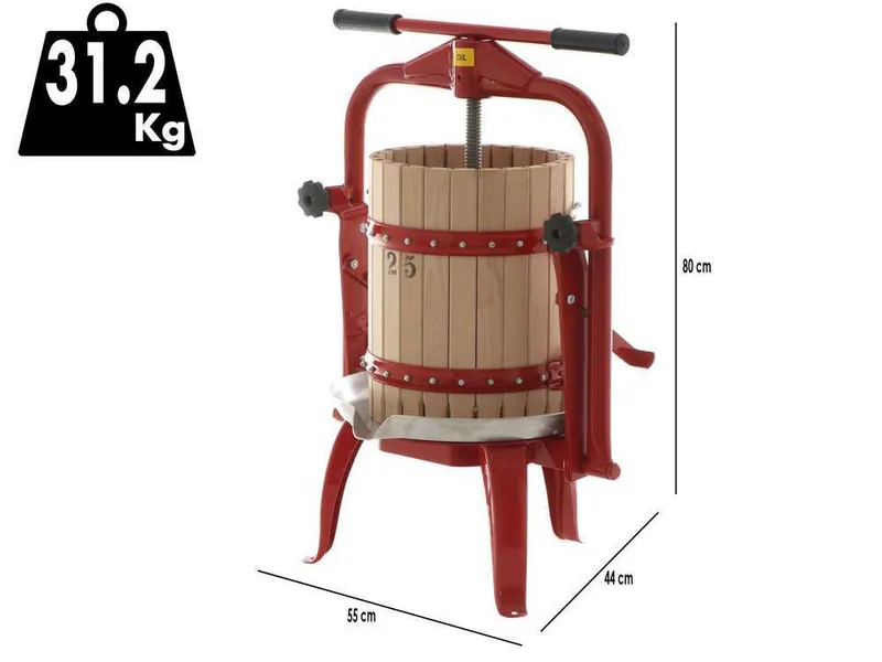 Baesso F25 – Pressoir à vis pour fruits et légumes 20 L – Cage en bois