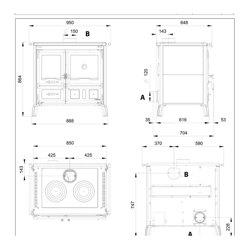 La Nordica GARDENIA.16 Acier - Noir anthracite Cuisinière à bois