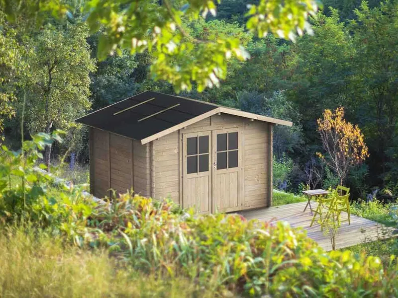 Alce Opera 250x250 - Abri de jardin à bois - Avec fenêtres et porte à double battant - 250x250x207 cm